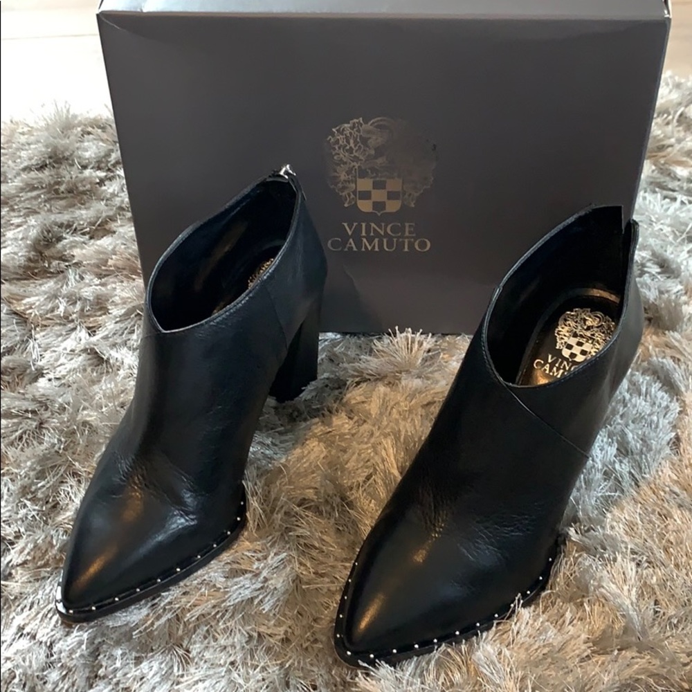 Used Vince Camino black leather booty boots